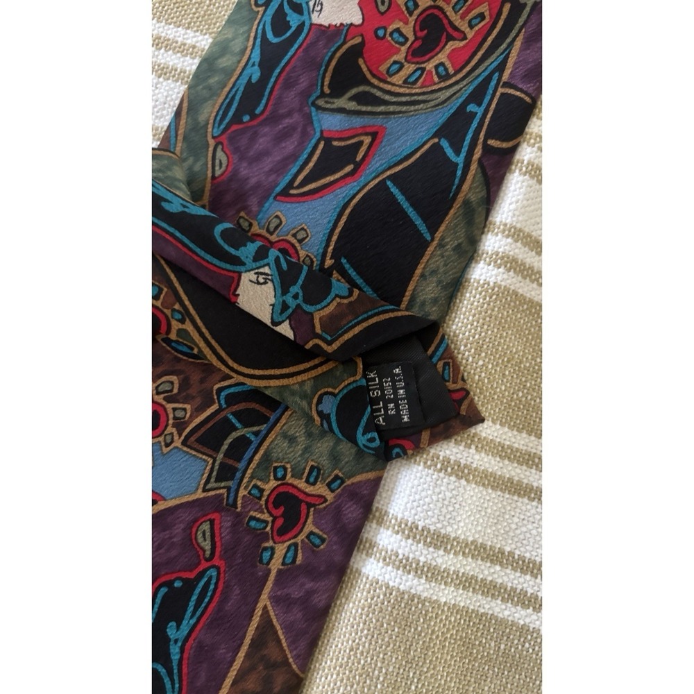 Vtg Peter Max Neomax by Belle Mens Neck Tie Abstract Art 100% Silk Faces USA 80s